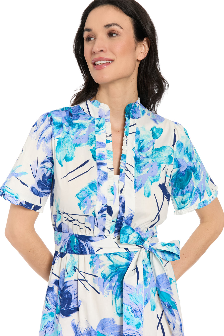 Amilia Flutter Sleeve Belted Tiered Maxi Dress