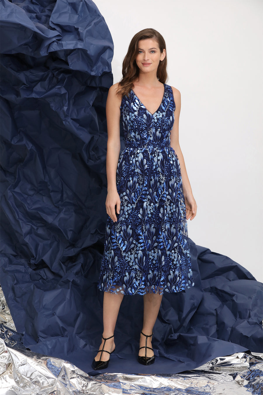 Agnes Embroidered Sequin Fit & Flare