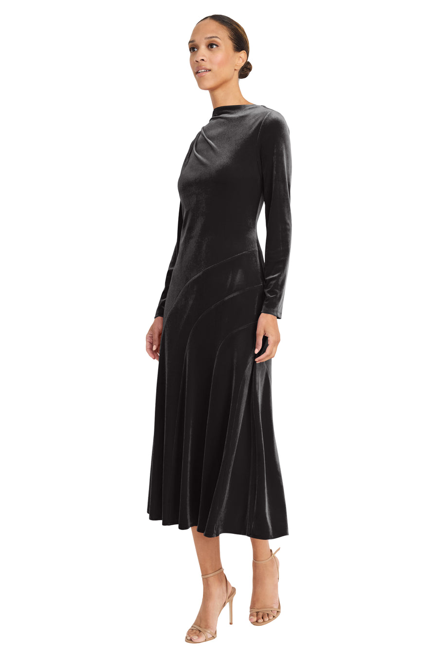 Arina Velvet Empire Midi  Dress