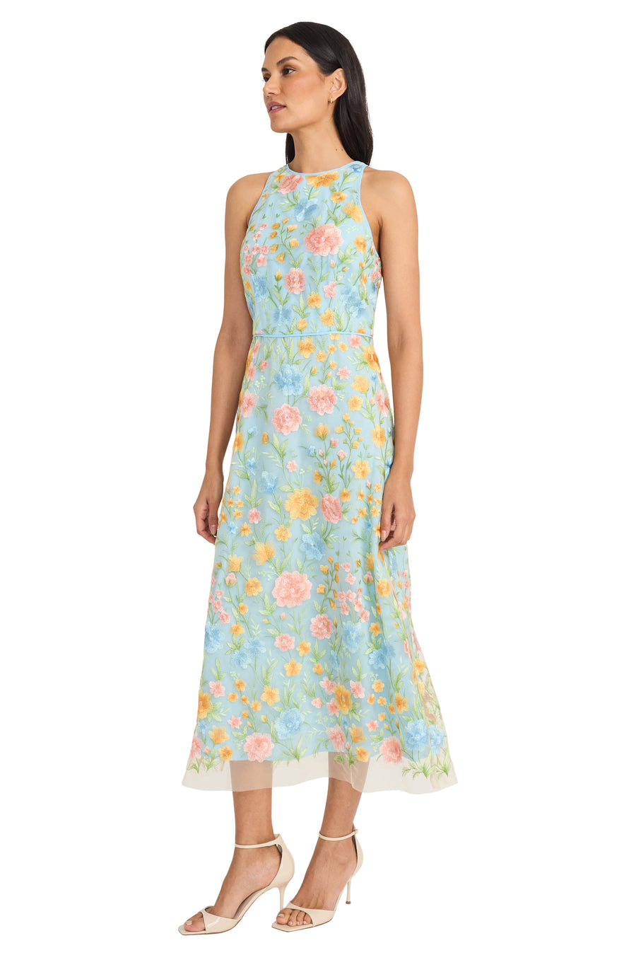Constance Midi Sheath Dress in Bouquet Embroidery