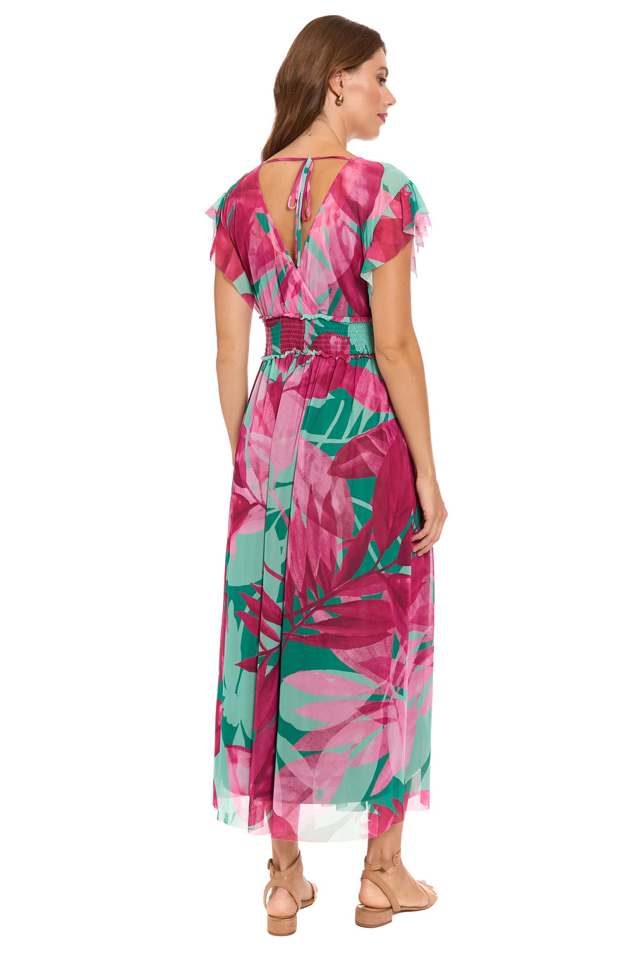 Cassiopeia V-Neck Tiered Mesh Maxi