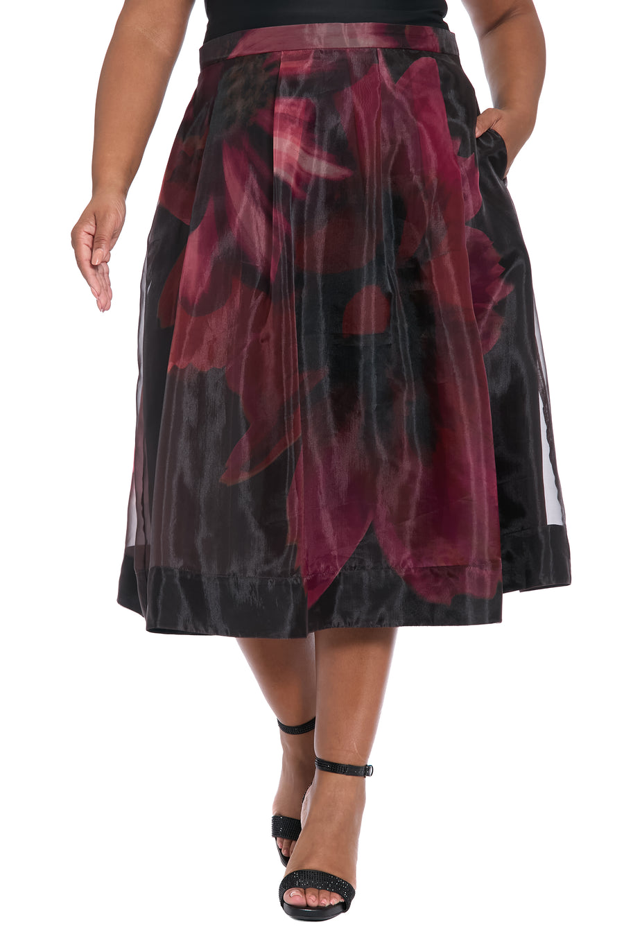 Harlem Pleated Midi Skirt in Bloom Organza