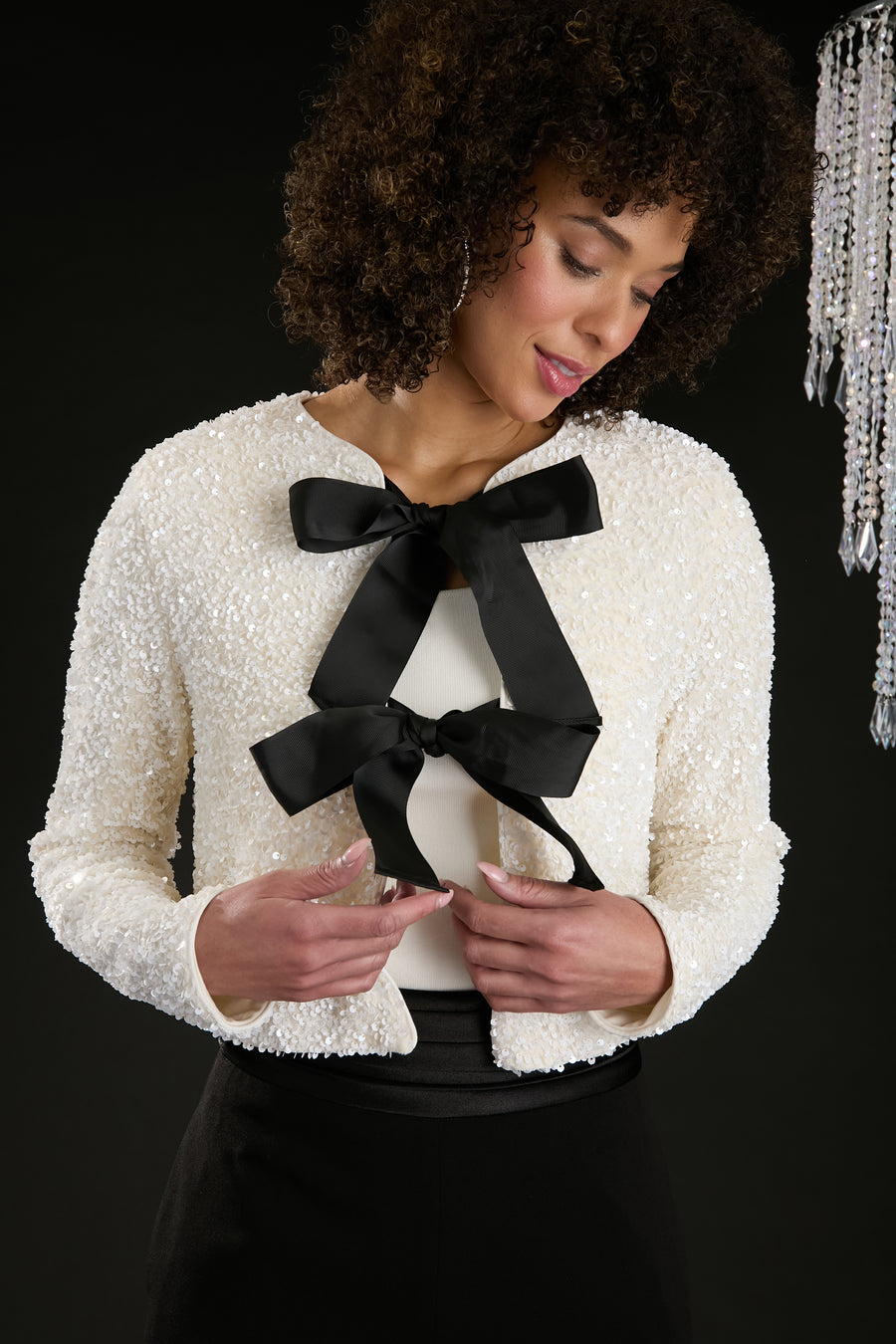 Kennedy Sequin Bow Cardigan
