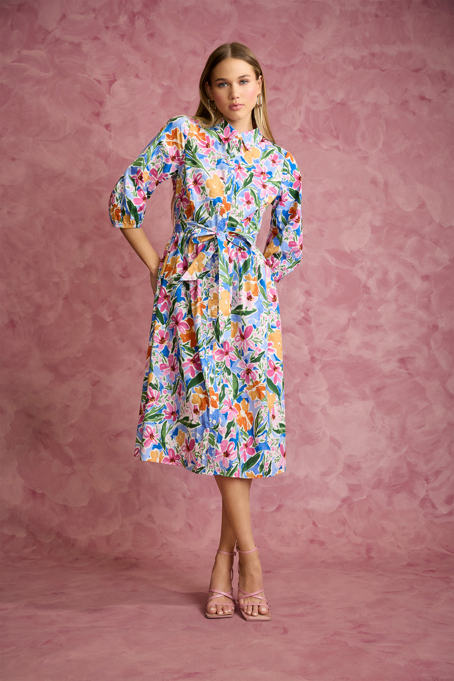 Gail Balloon Sleeve Shirtdress in Flower Blossom