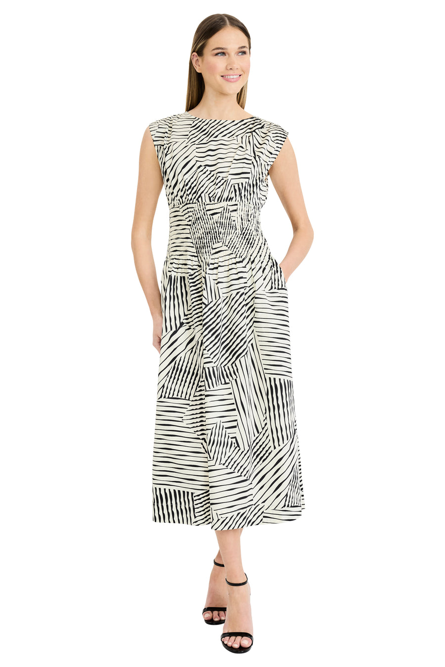 Willow Sleeveless Midi in Mazed Linework