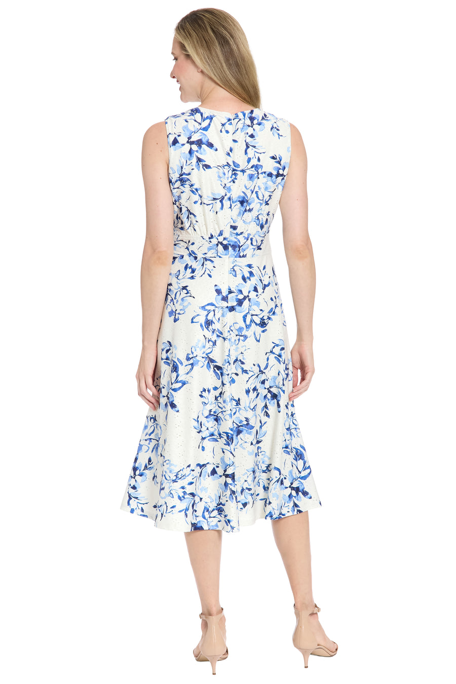Maisie Inset Waist Eyelet Midi in Willow Whispers