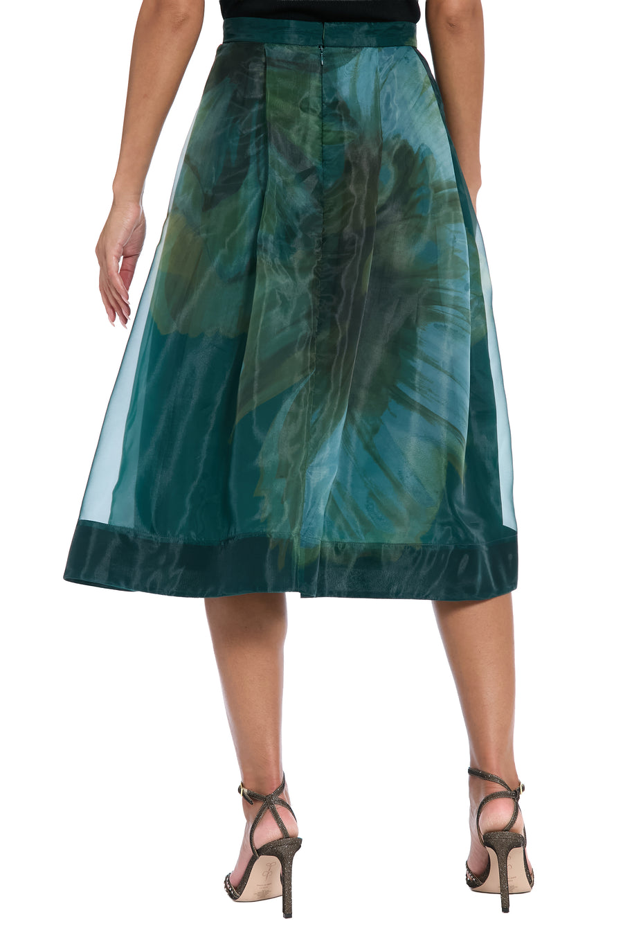 Harlem Pleated Midi Skirt in Bloom Organza