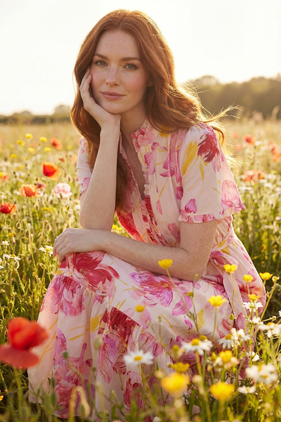 Amilia Flutter Sleeve Belted Tiered Maxi Dress