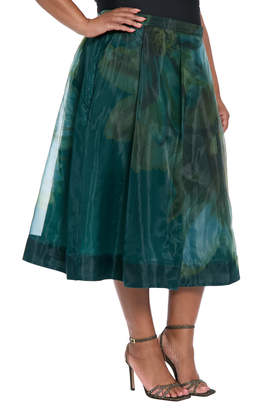 Harlem Pleated Midi Skirt in Bloom Organza