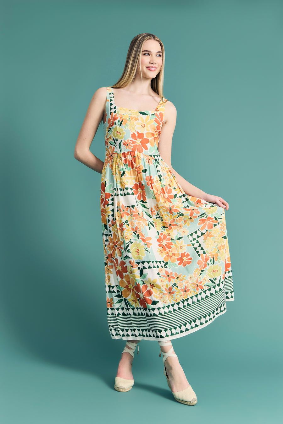 Elene Sleeveless Square Neck Midi