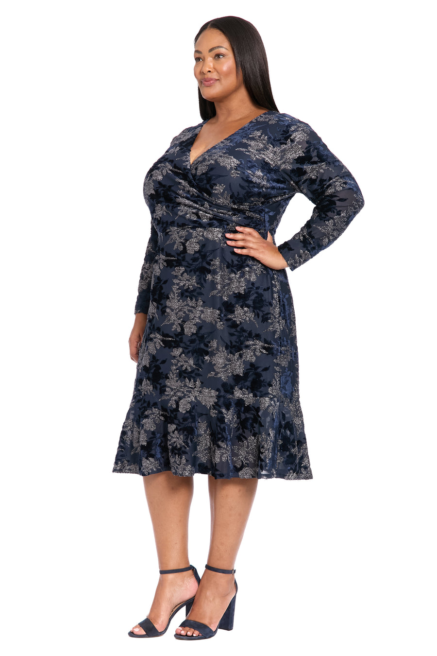 Marlise Shimmering Velvet Faux Wrap Dress