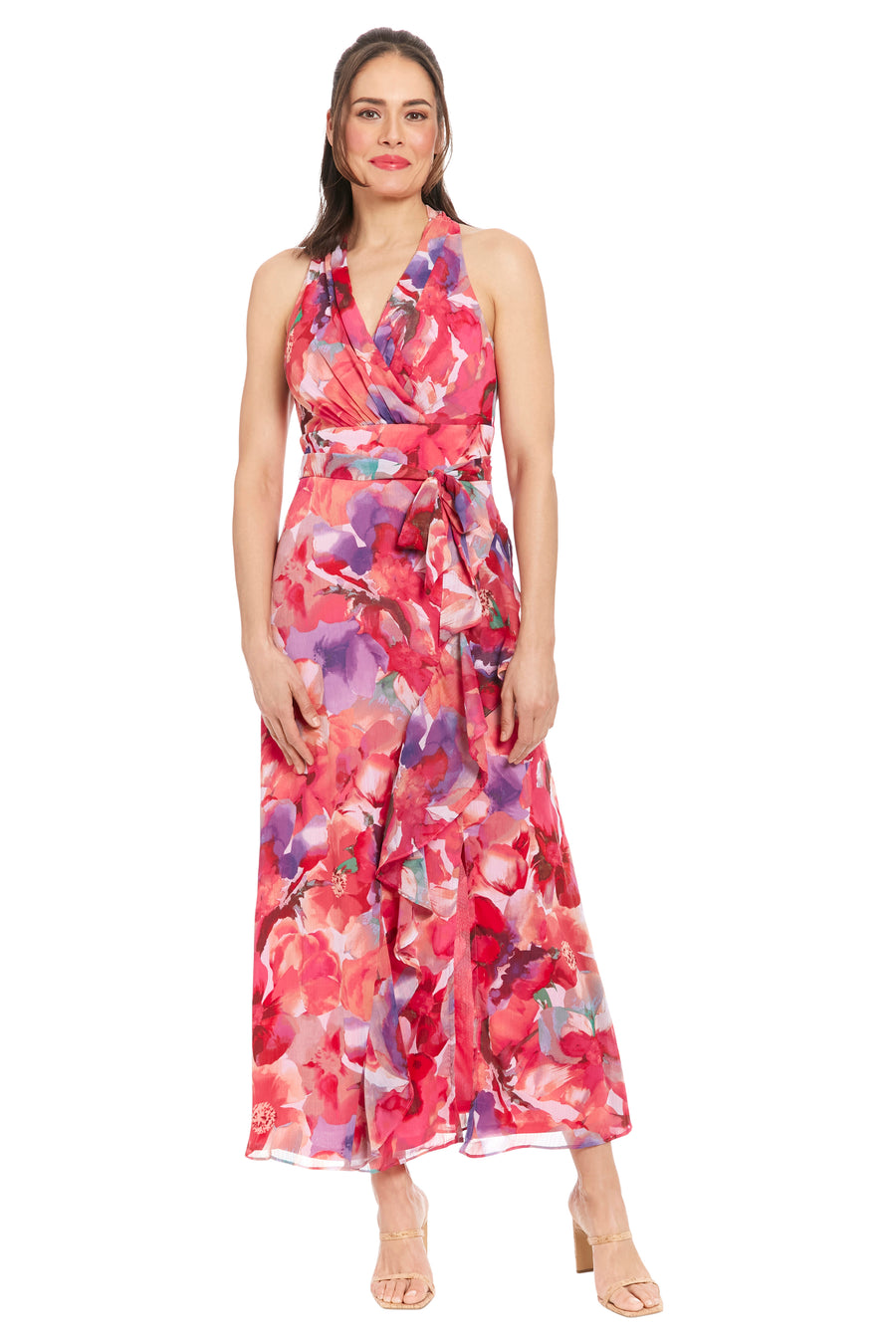 Amberlyn Halter Maxi in Pansy Blast