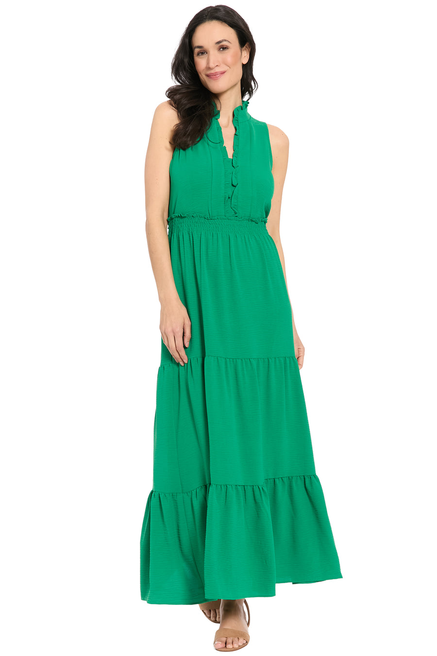 Scout Ruffle Neck Sleeveless Tiered Maxi