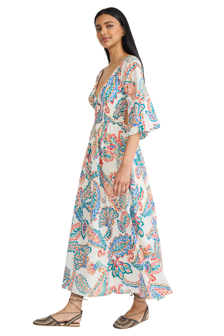 Simon V-Neck Maxi in Ink Blot Paisley