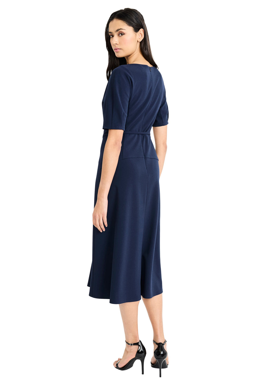 Nathalia Belted V-Neck Midi Dress