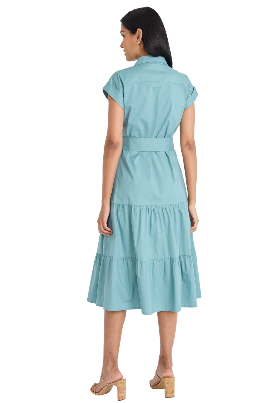 Dorinda Cotton Collared Midi Shirtdress