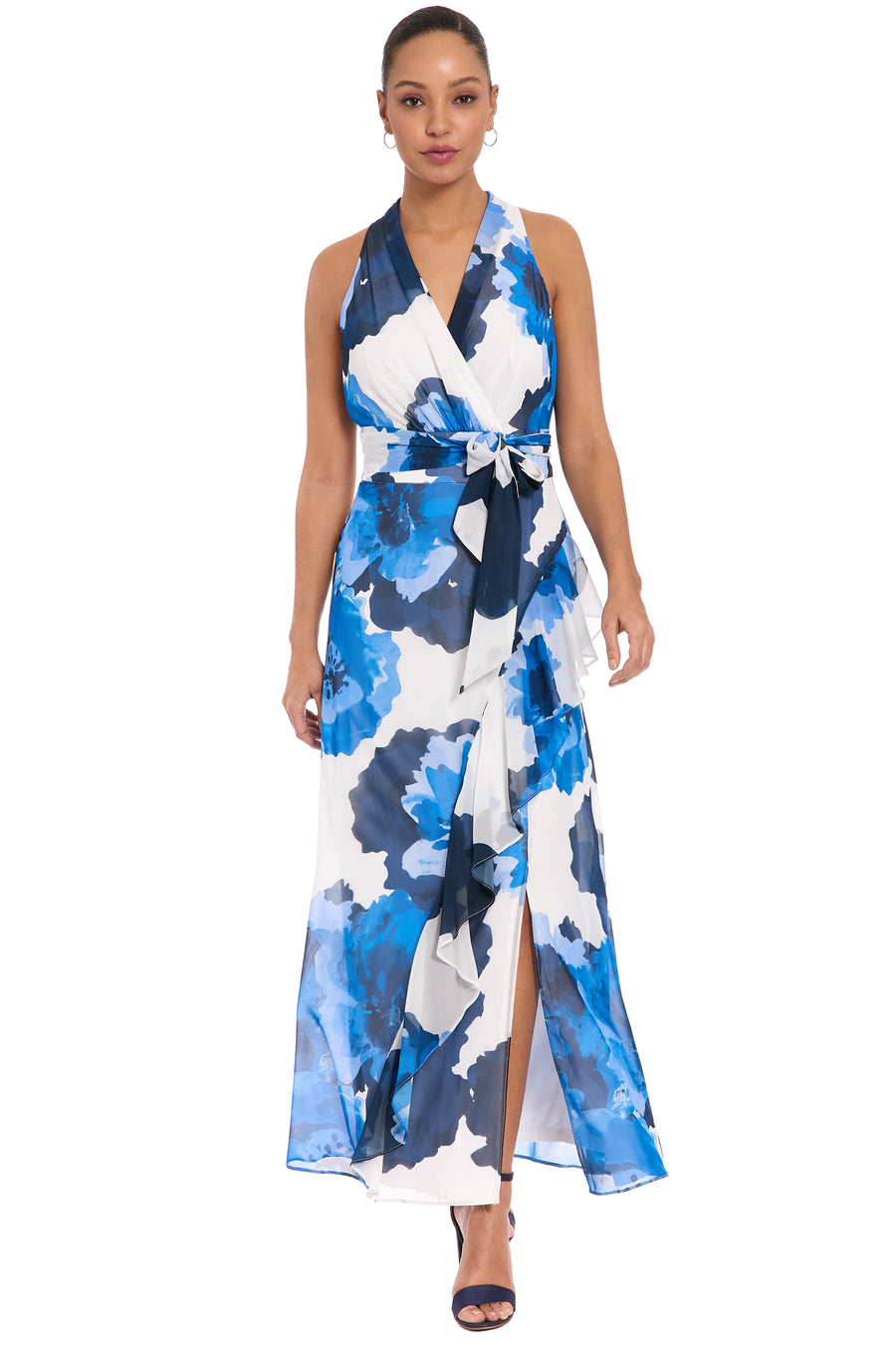 Amberlyn Halter Maxi in Pebble Georgette