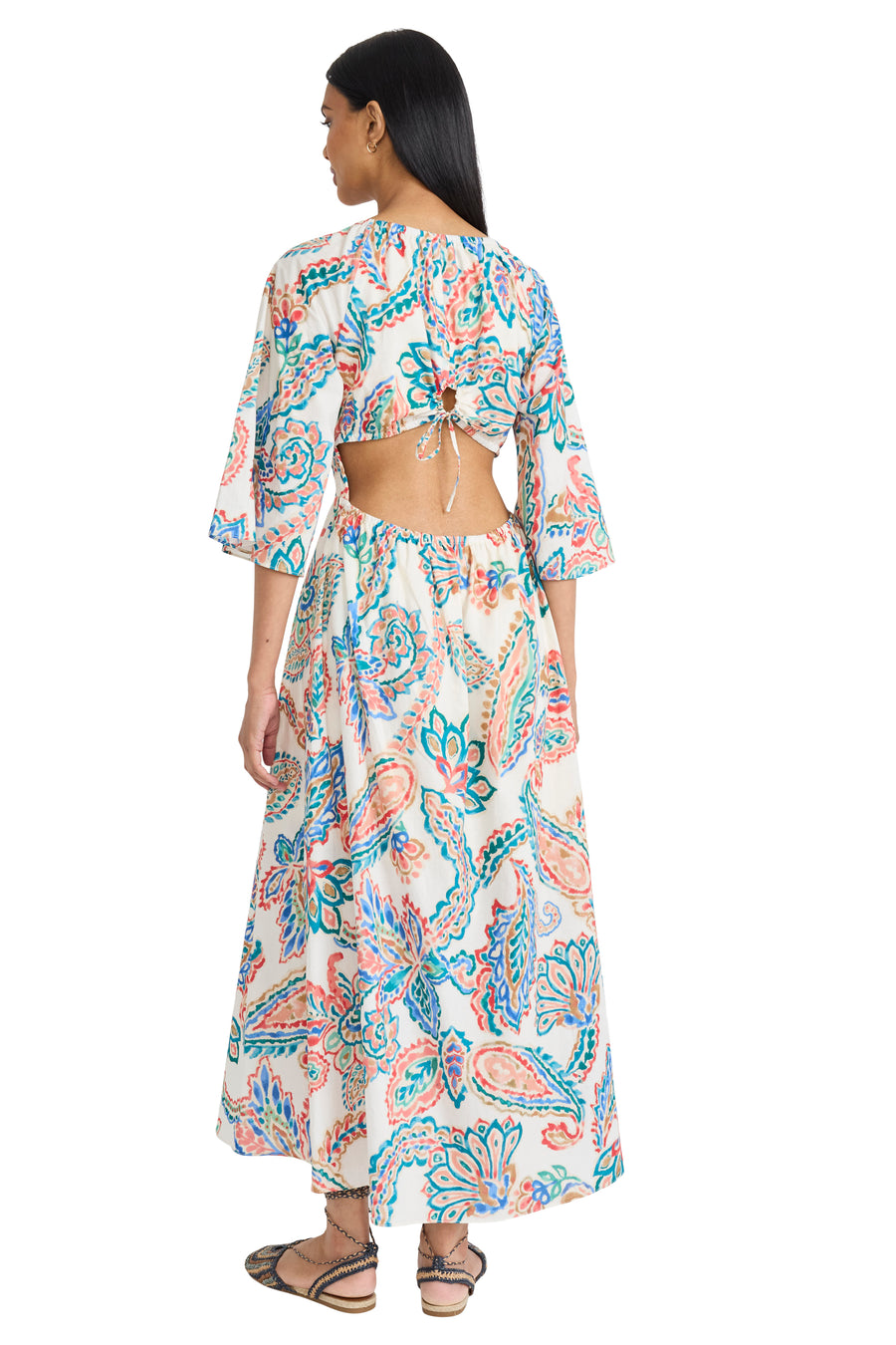 Simon V-Neck Maxi in Ink Blot Paisley