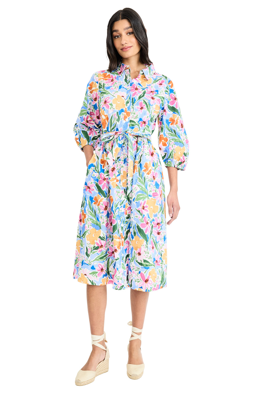Gail Balloon Sleeve Shirtdress in Flower Blossom