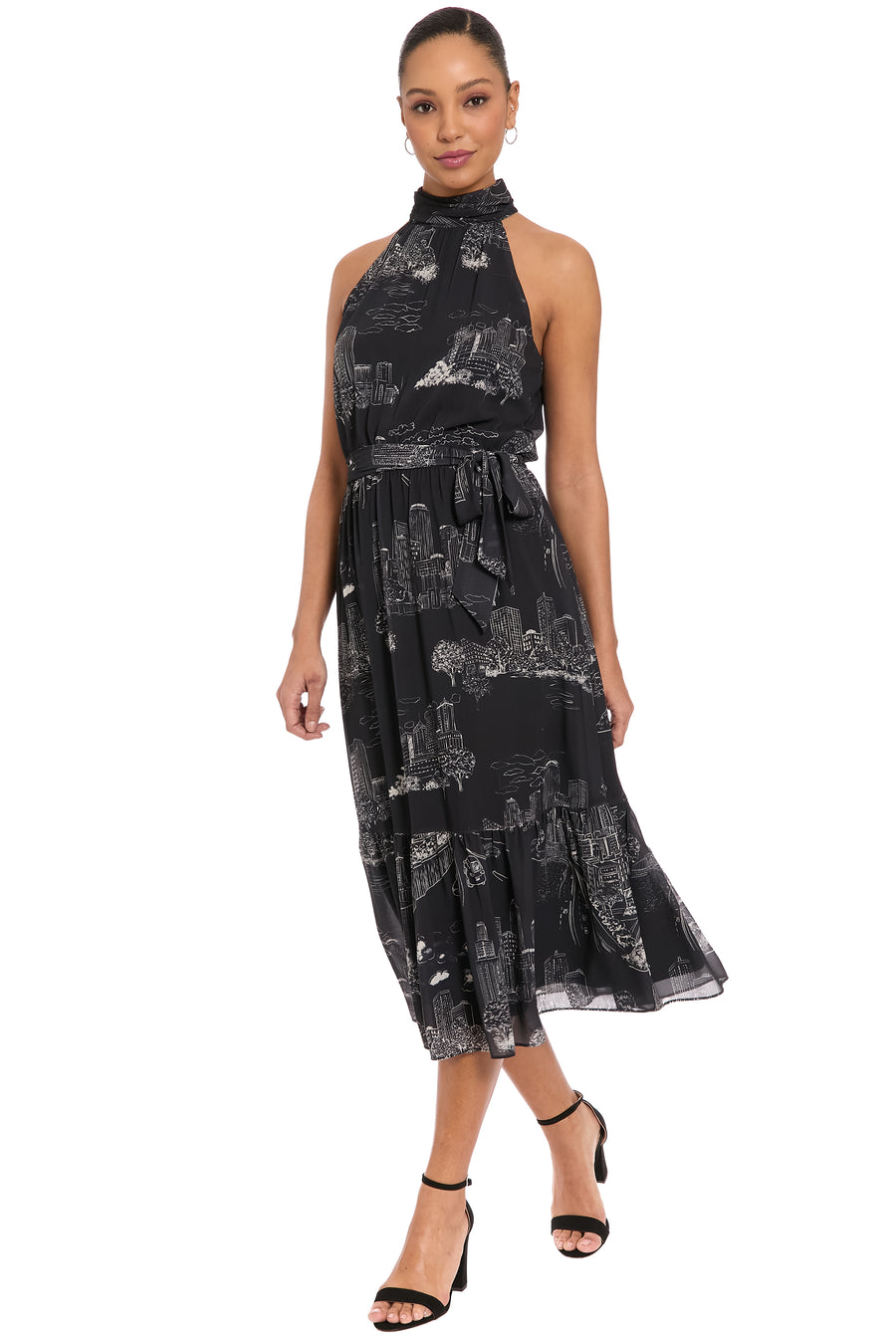 Elina Halter Ruffle Midi in Printed Toile