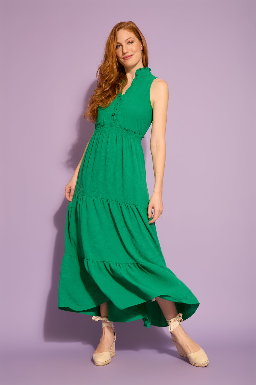 Scout Ruffle Neck Sleeveless Tiered Maxi