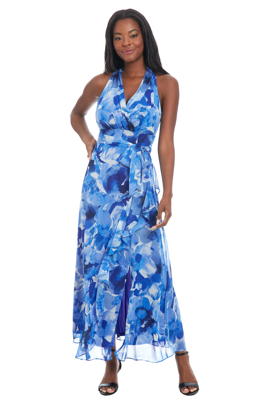 Amberlyn Halter Maxi in Pansy Blast