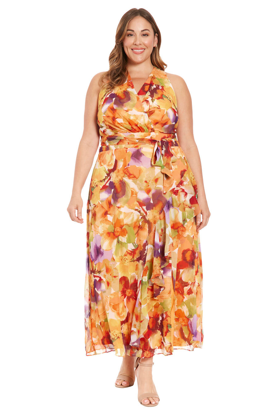 Amberlyn Halter Maxi in Pansy Blast