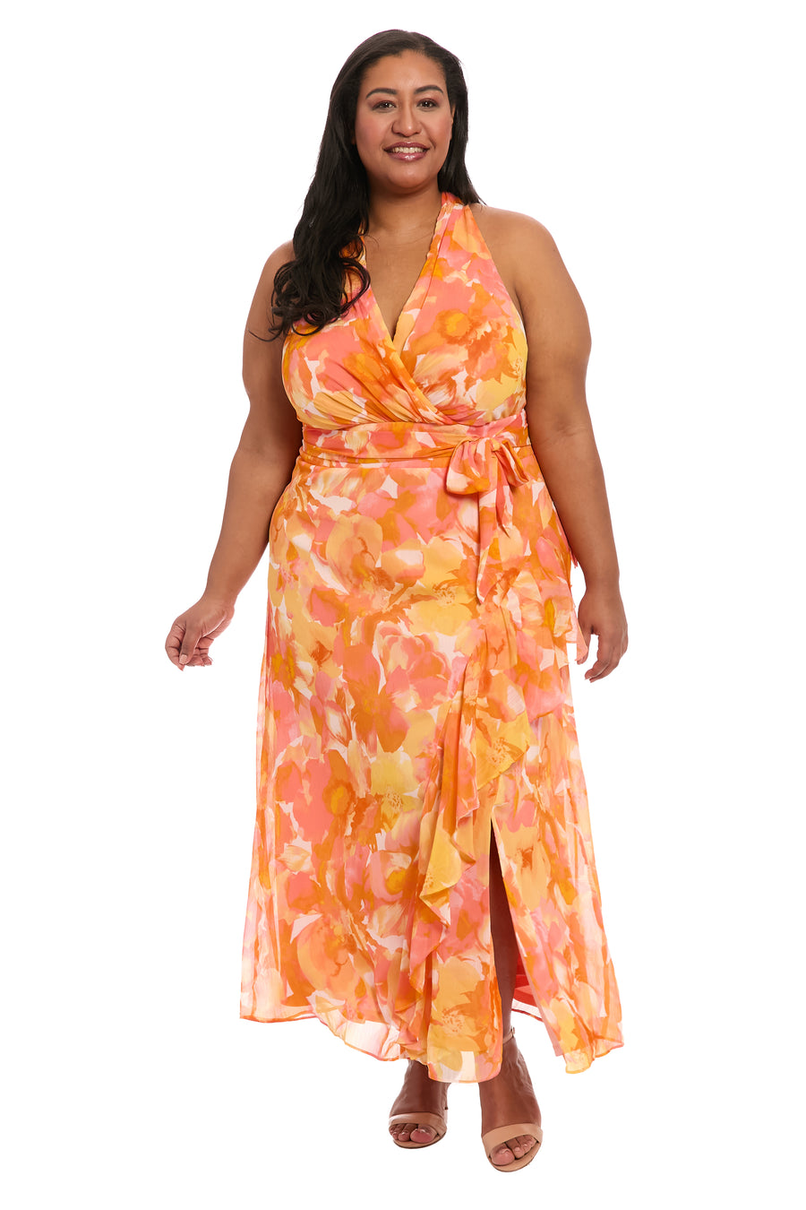 Amberlyn Halter Maxi in Pansy Blast