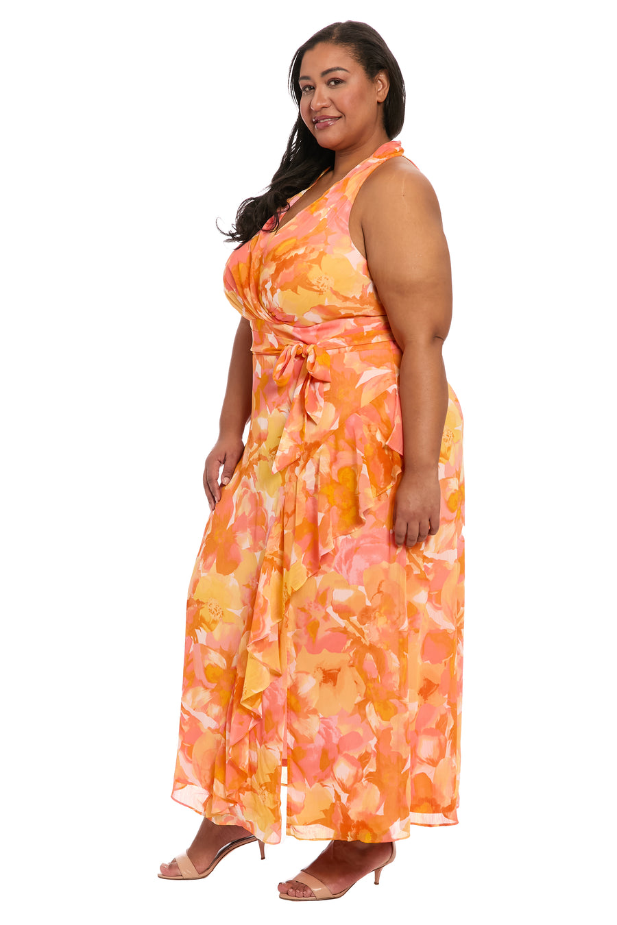 Amberlyn Halter Maxi in Pansy Blast