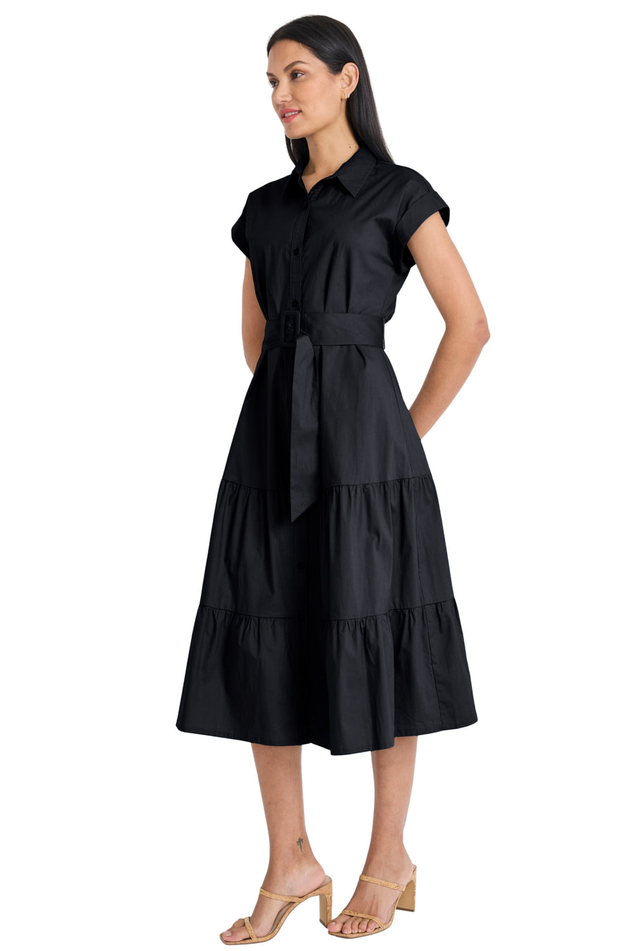 Dorinda Cotton Collared Midi Shirtdress