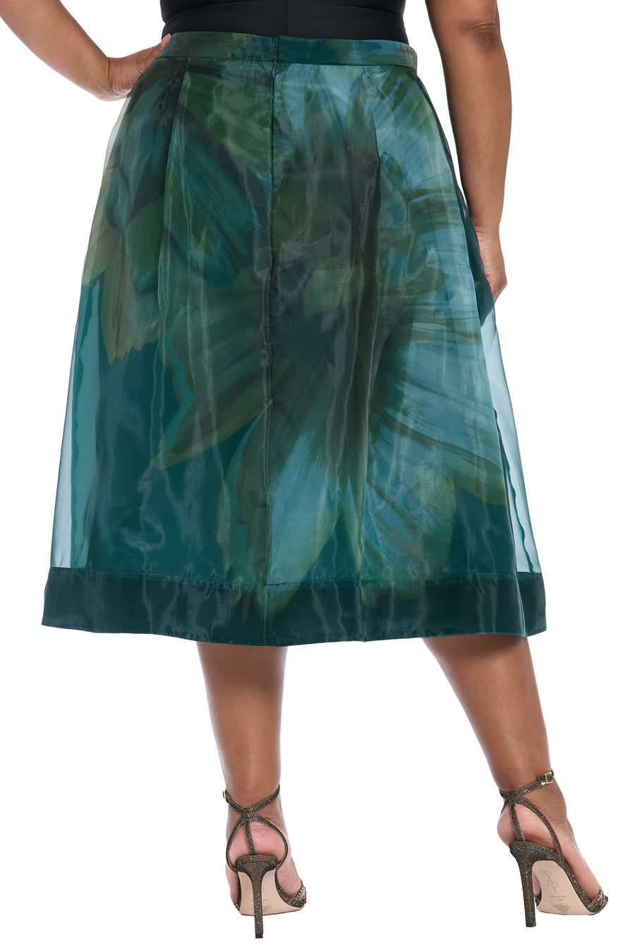 Harlem Pleated Midi Skirt in Bloom Organza