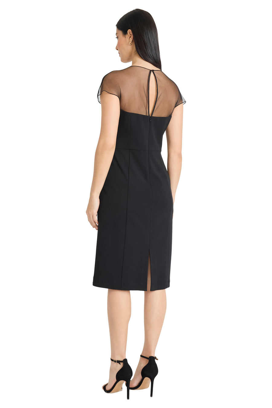 Therese Sheer Rhinestone Neck Sheath Dress