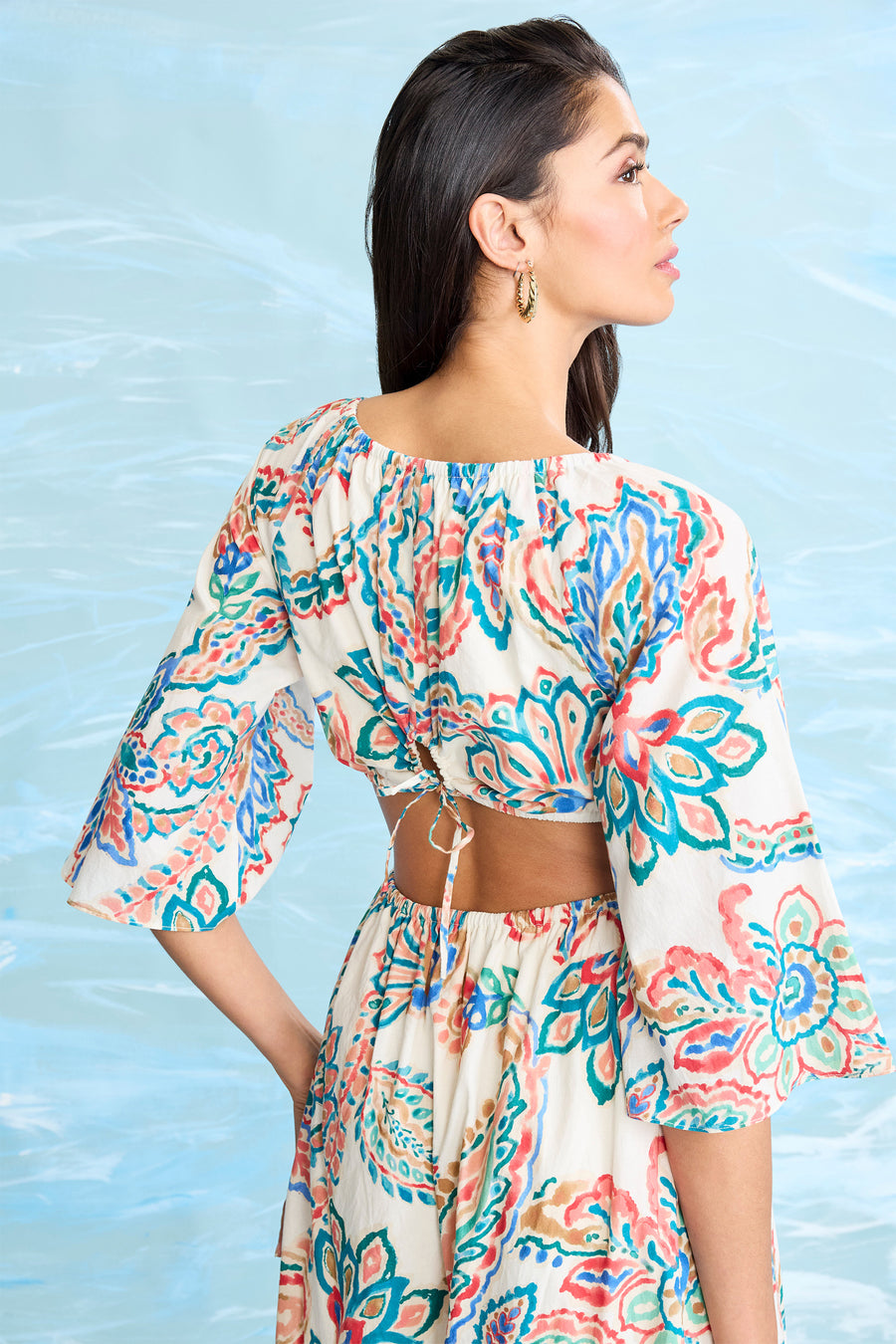 Simon V-Neck Maxi in Ink Blot Paisley