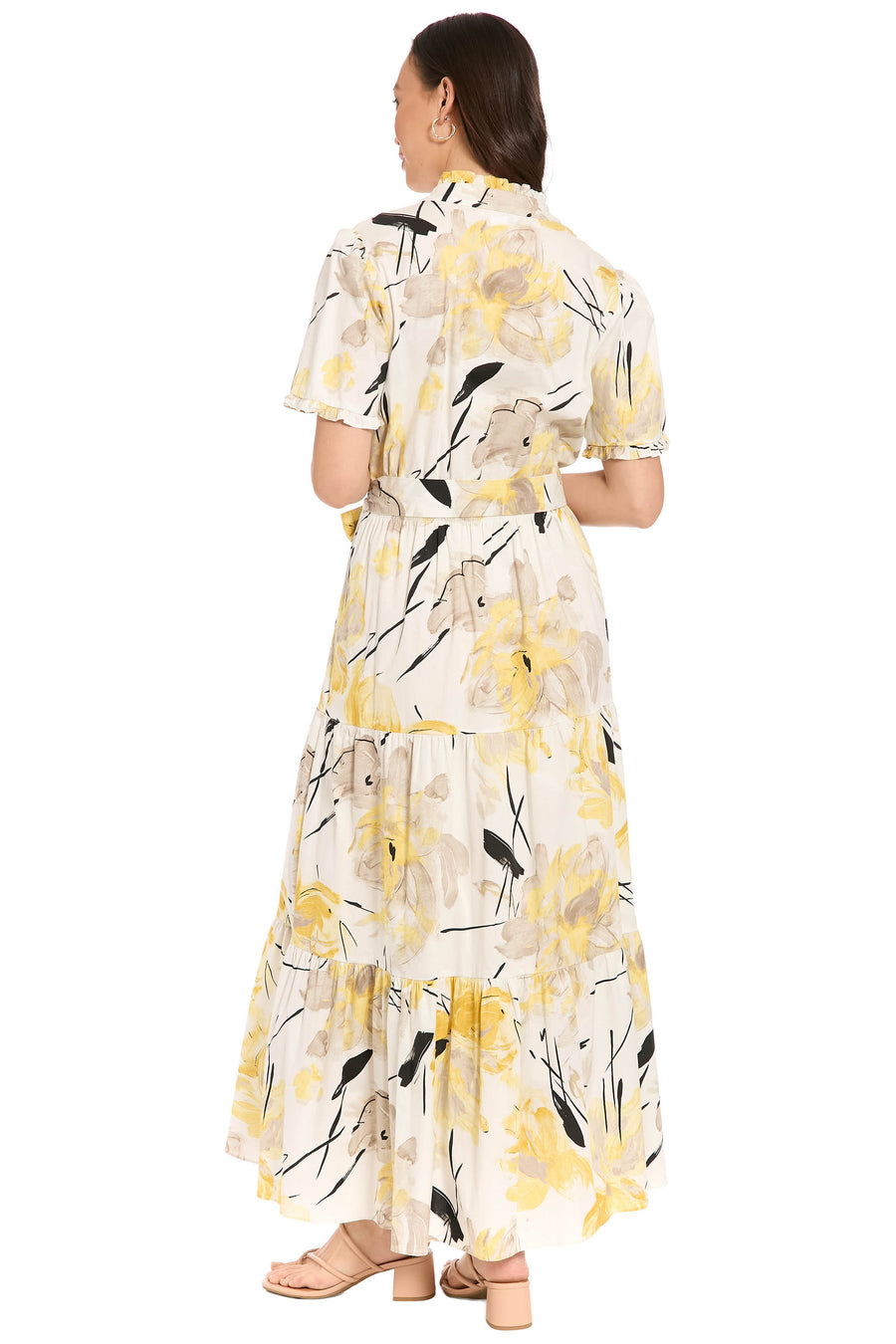 Amilia Flutter Sleeve Belted Tiered Maxi Dress