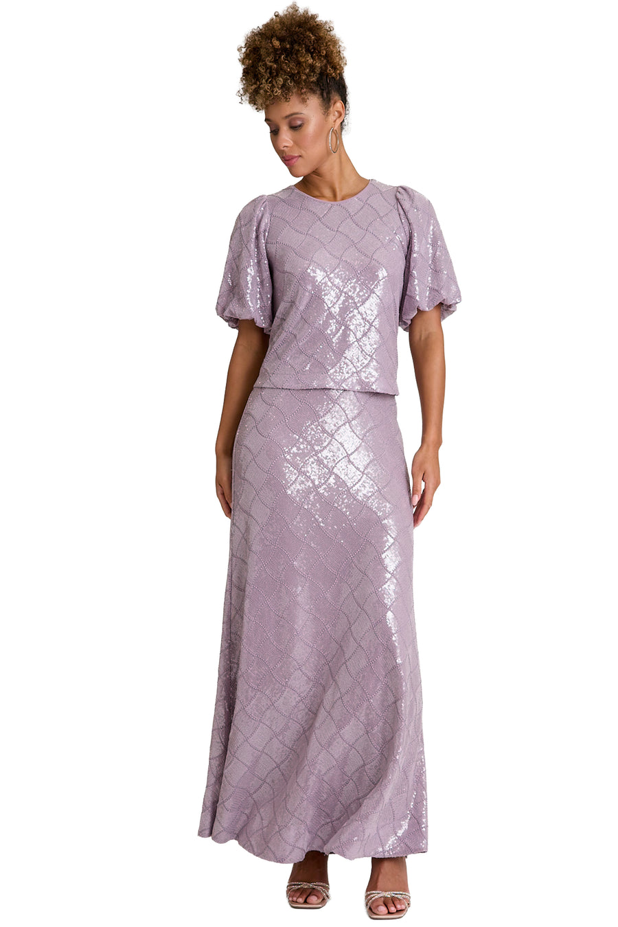 Bryant Diamond Sequin Floor Length Skirt