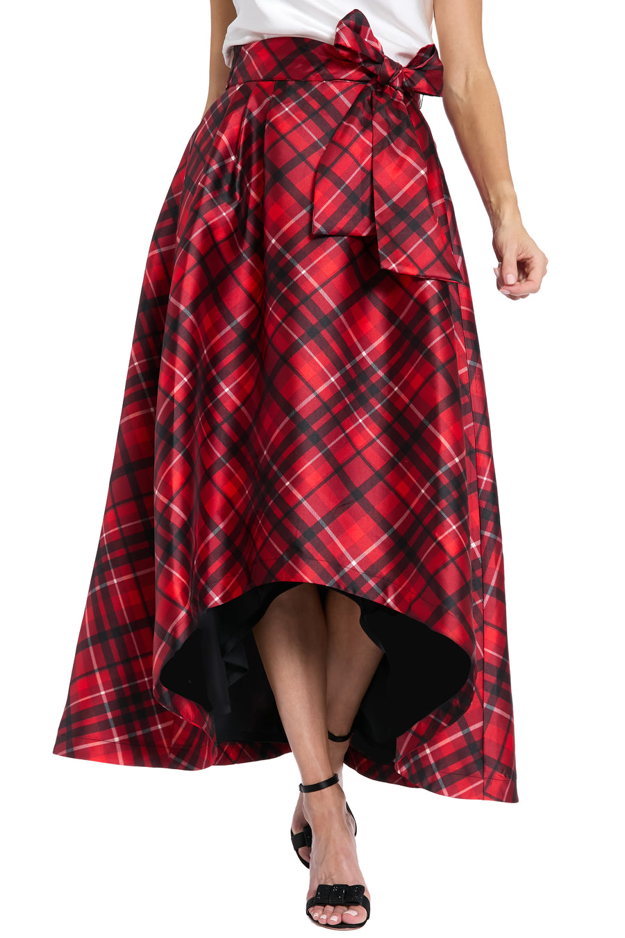 Roosevelt Voluminous Plaid Tie-Front Skirt
