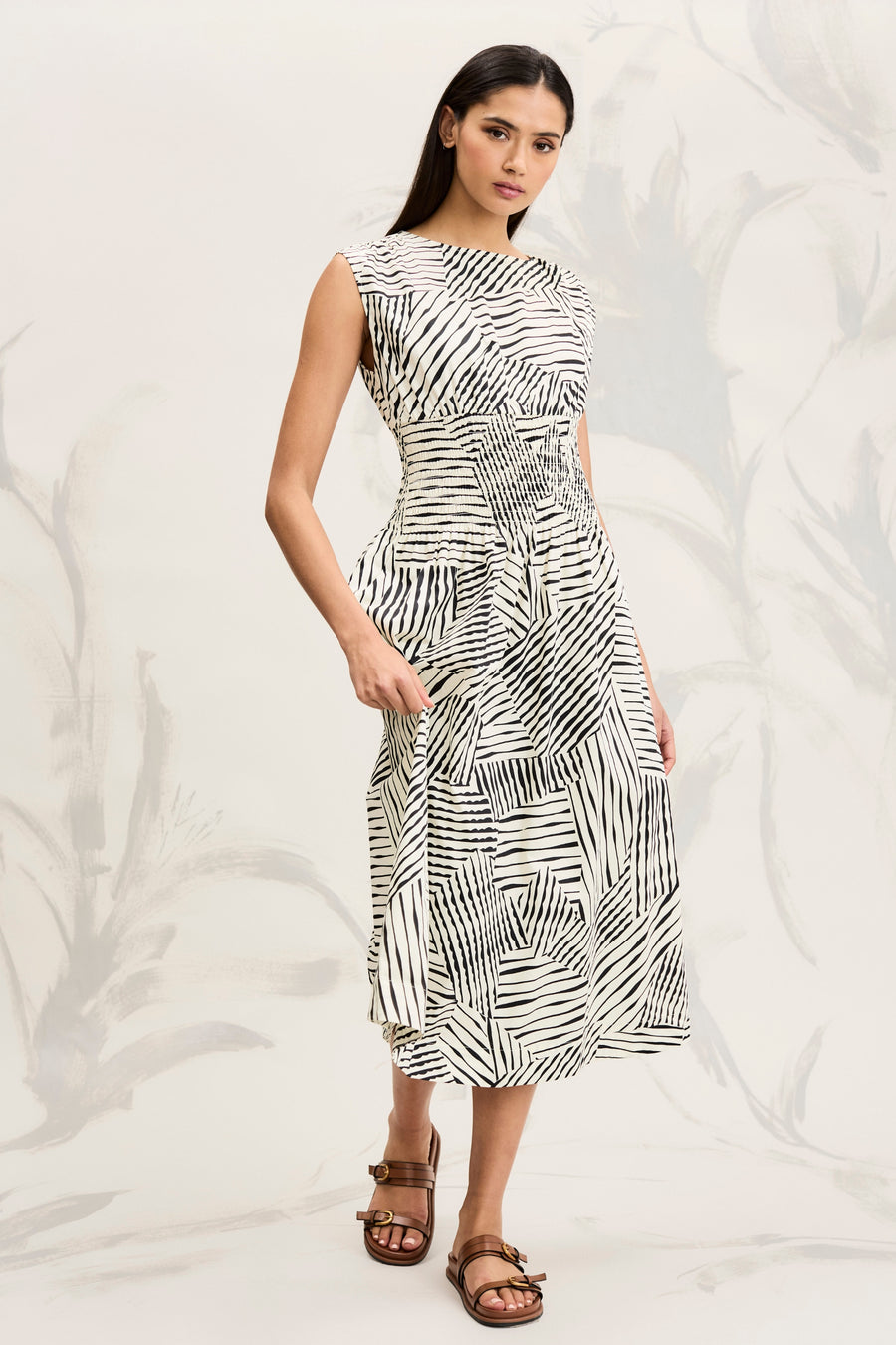 Willow Sleeveless Midi in Mazed Linework