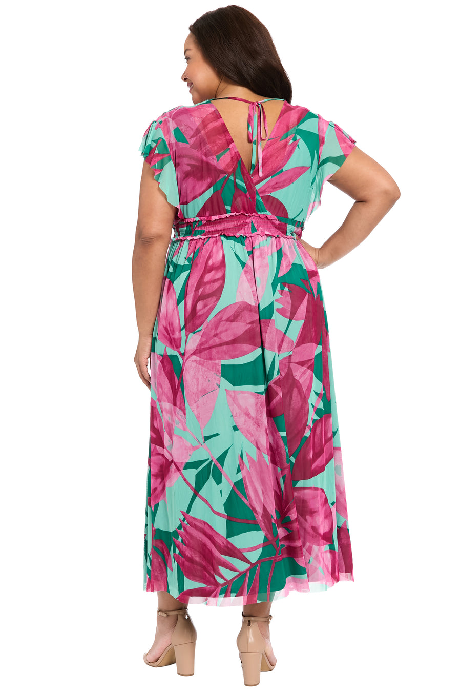 Cassiopeia V-Neck Tiered Mesh Maxi