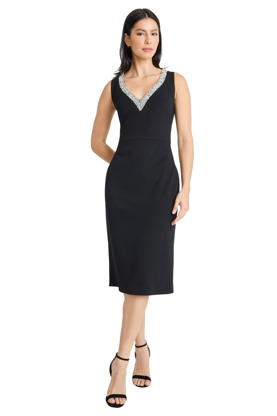 Hope Beaded Neck Short Sleeve Midi