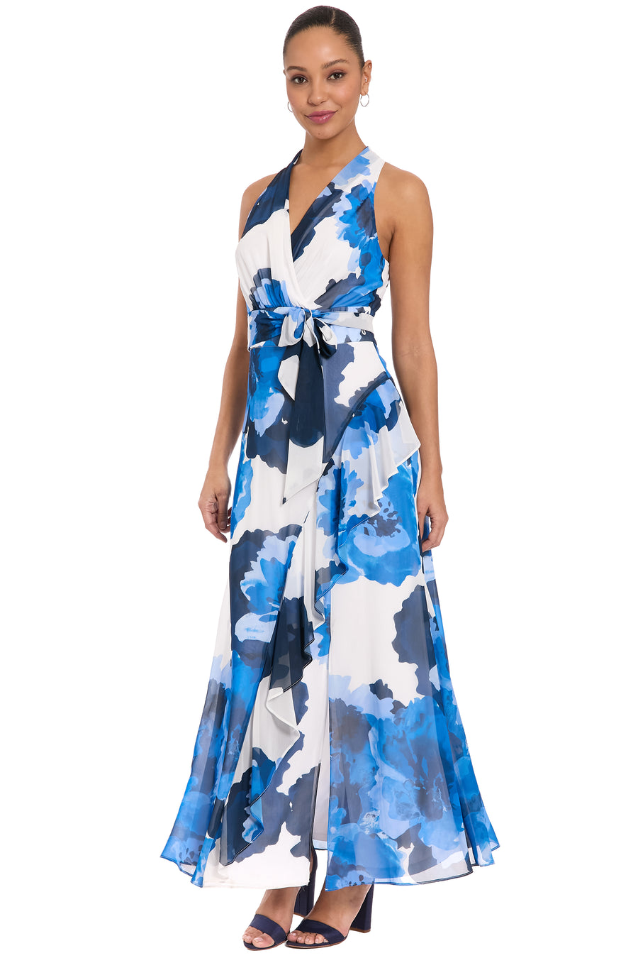 Amberlyn Halter Maxi in Pebble Georgette