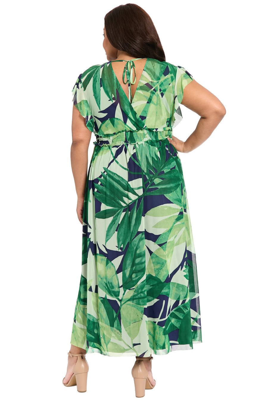 Cassiopeia V-Neck Tiered Mesh Maxi