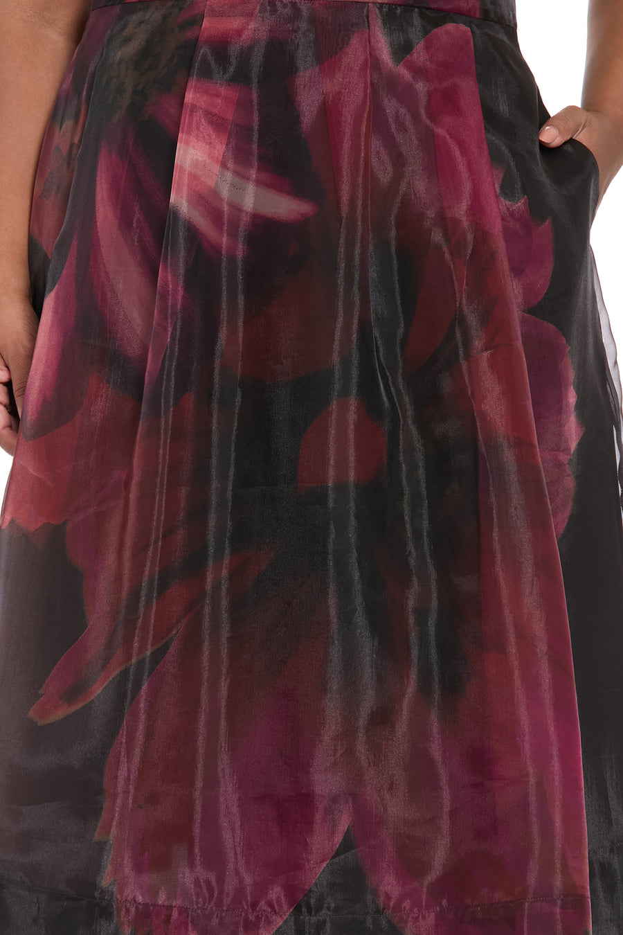 Harlem Pleated Midi Skirt in Bloom Organza