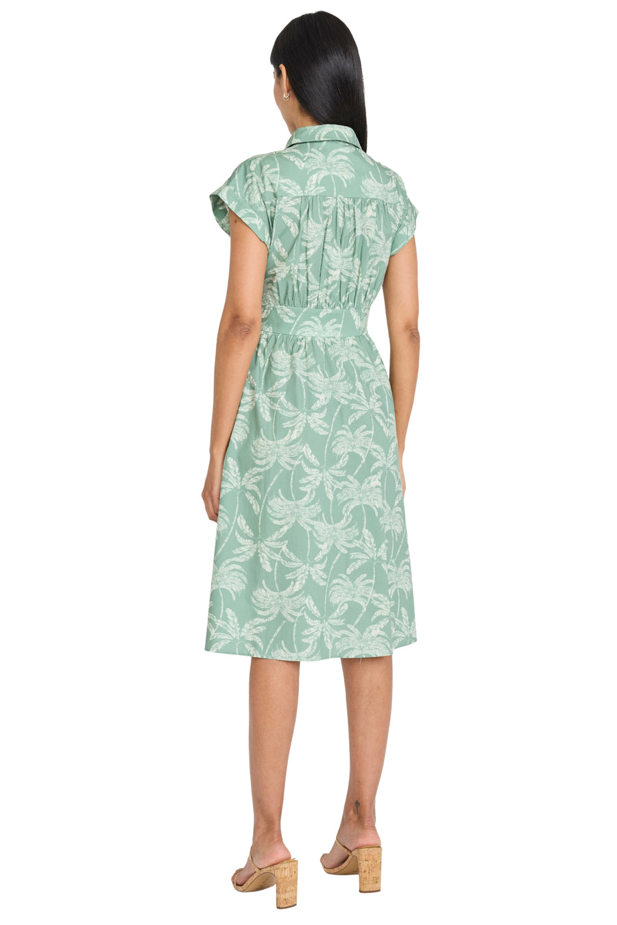 Dulcie Cotton Shirtdress in Charcoal Palms