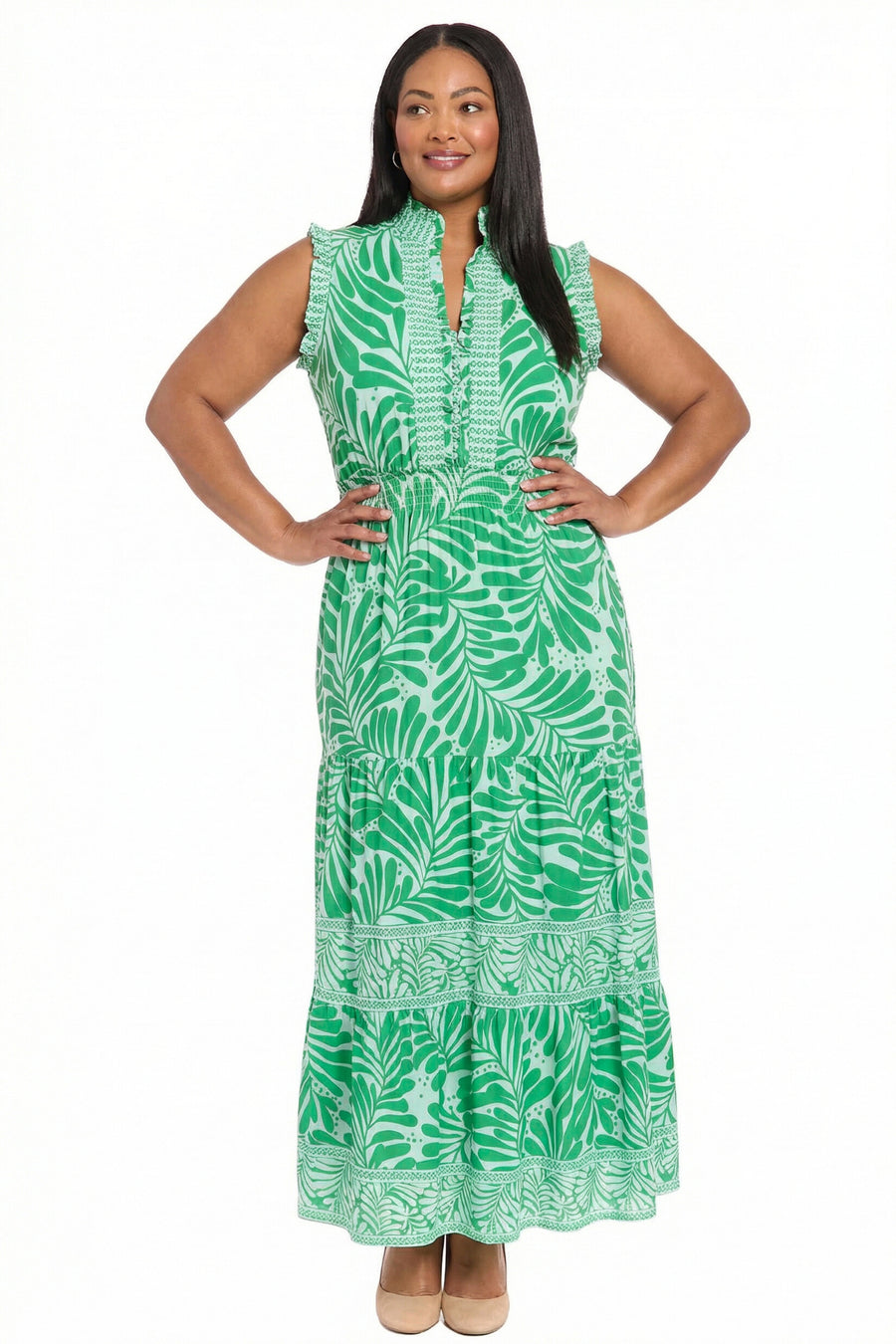 Consuela Sleeveless Maxi in Leaf Print