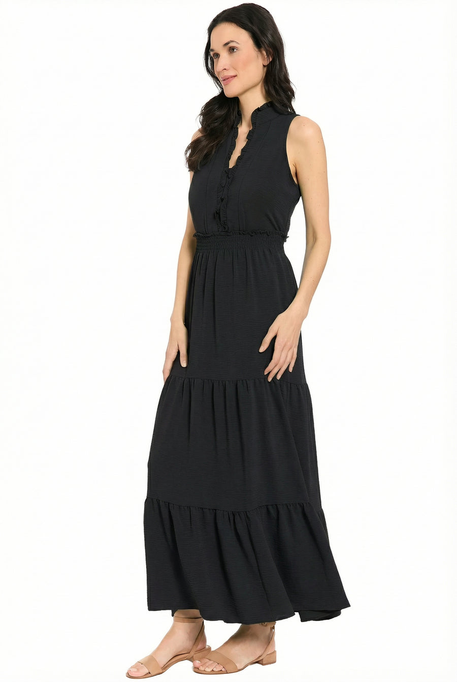 Scout Ruffle Neck Sleeveless Tiered Maxi