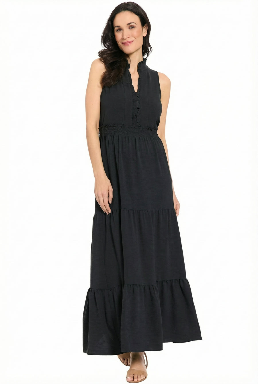 Scout Ruffle Neck Sleeveless Tiered Maxi