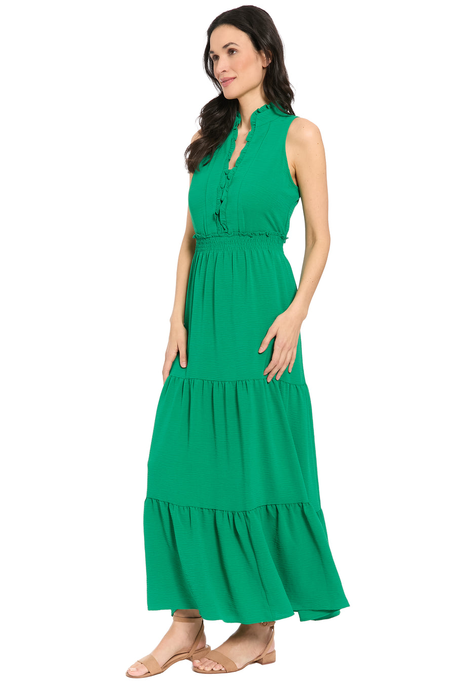Scout Ruffle Neck Sleeveless Tiered Maxi