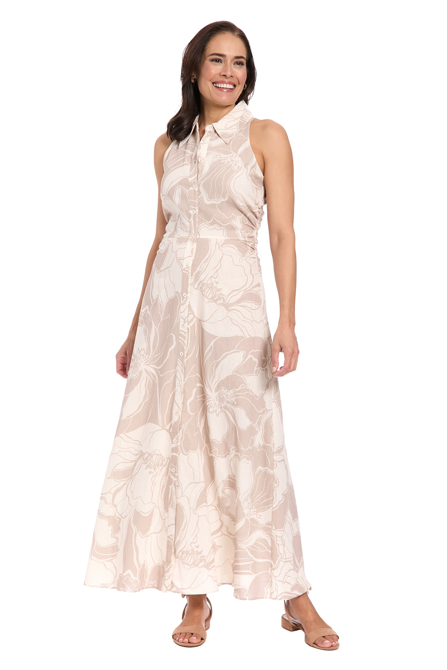 Mathilda Sleeveless Shirtdress in Linen Rayon