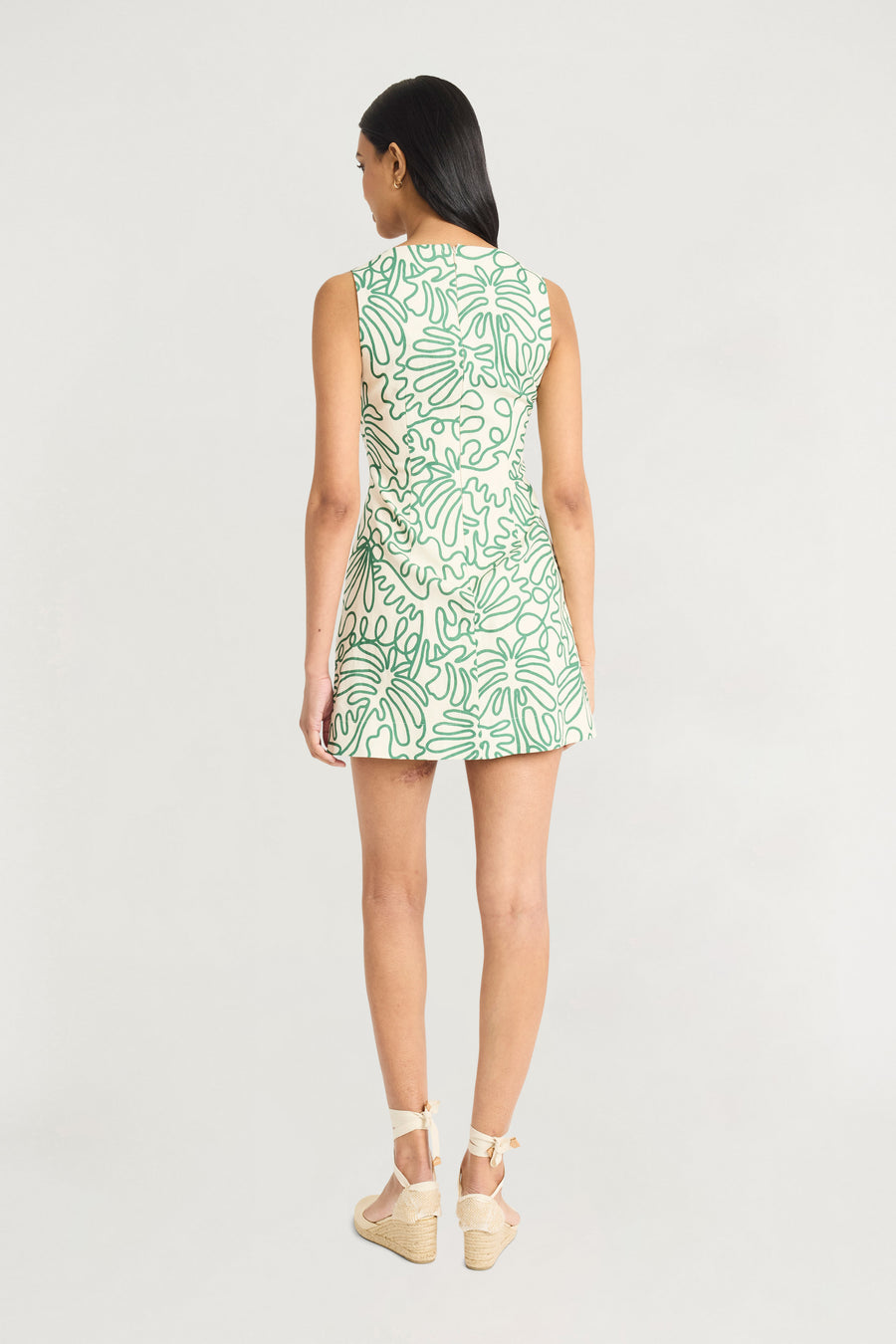 Calvin Linen Mini Sheath Dress Calvin in Coiled Art