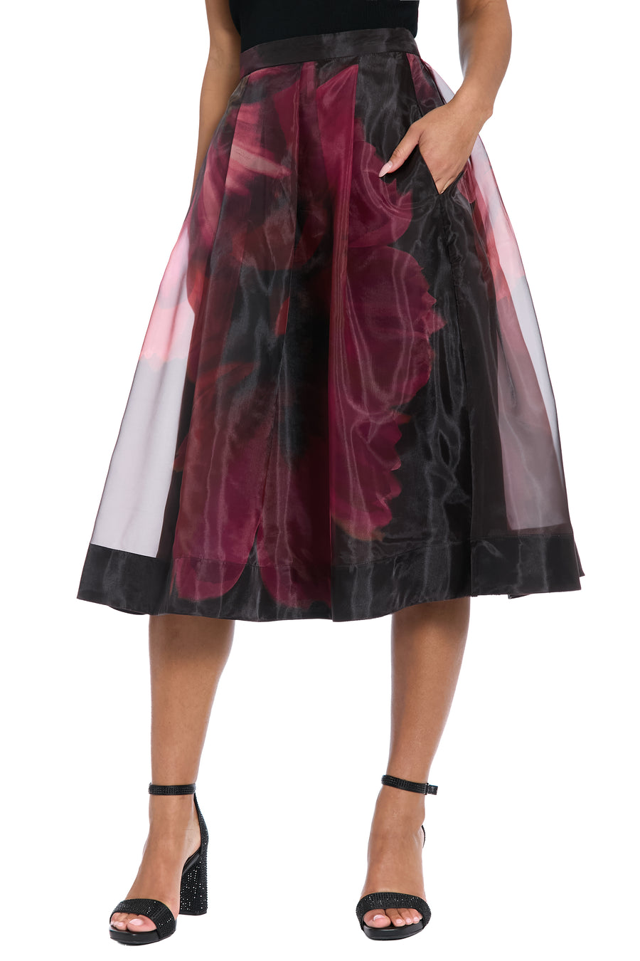 Harlem Pleated Midi Skirt in Bloom Organza